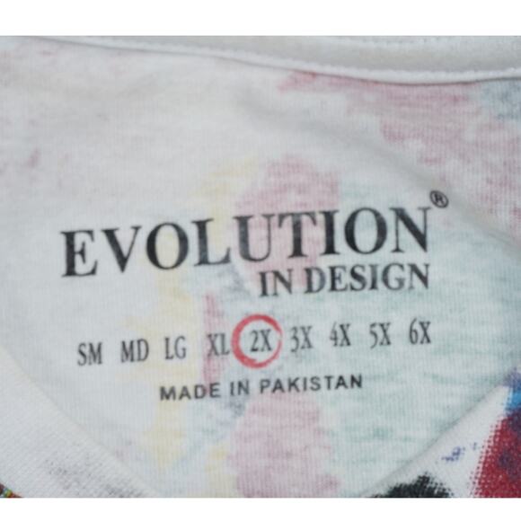 Hardcore All Over Print Paint Splatter Graphic T-Shirt 2X White Red Y2K - Picture 3 of 4